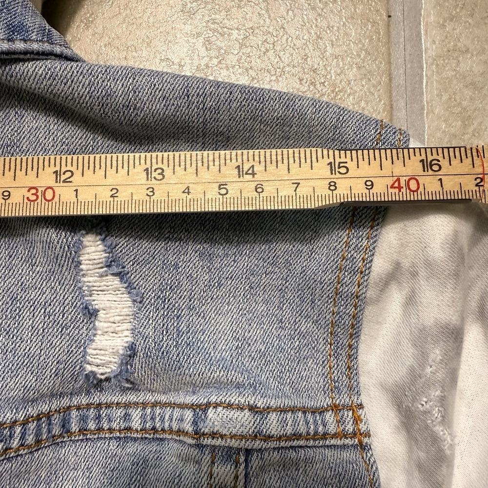 Hollister Denim Jacket Hoodie Women Xs Distressed Y2K Grunge - Picture 11 of 13